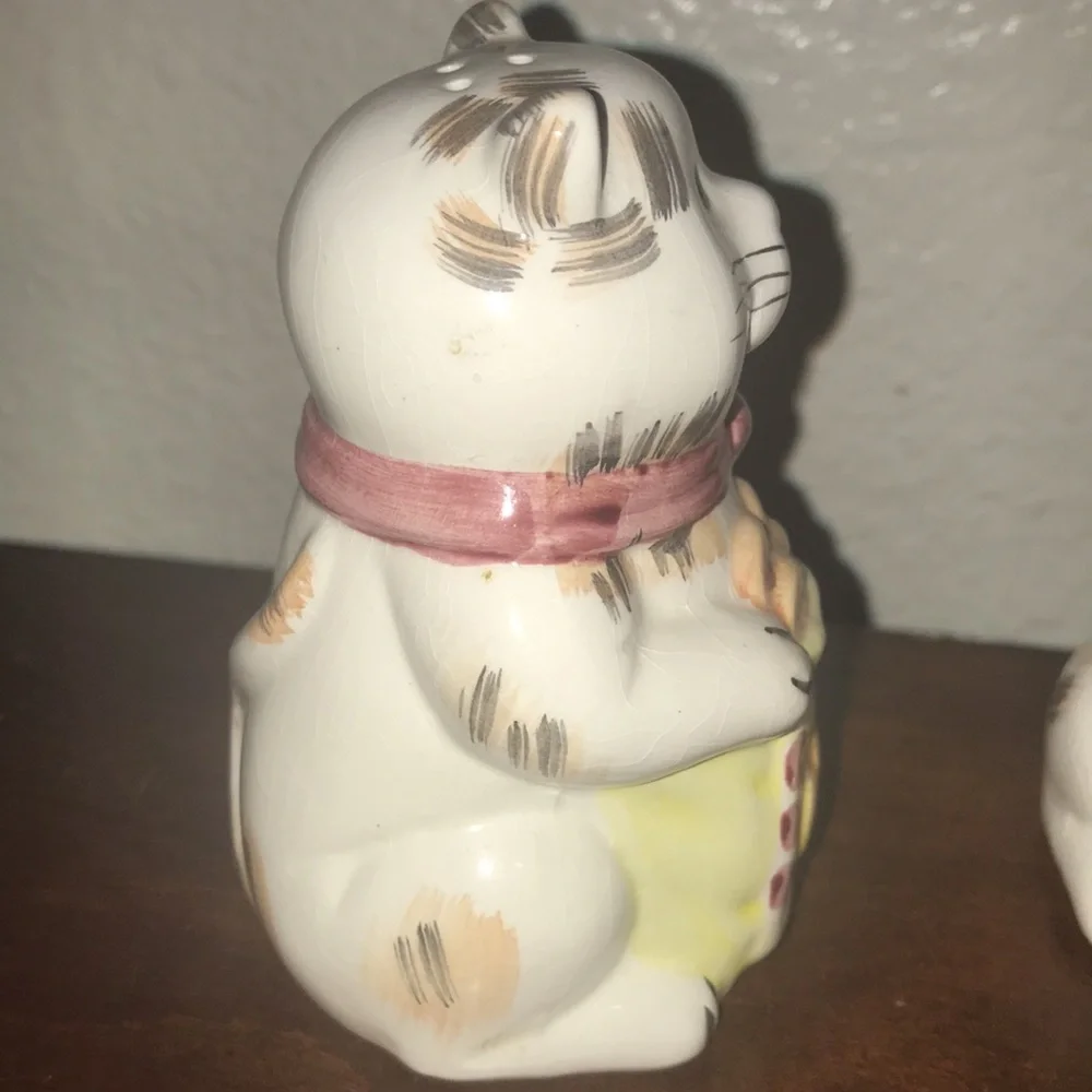 Matching Set Cat Salt and Pepper Shakers Cookies Bakers Unused Figurines